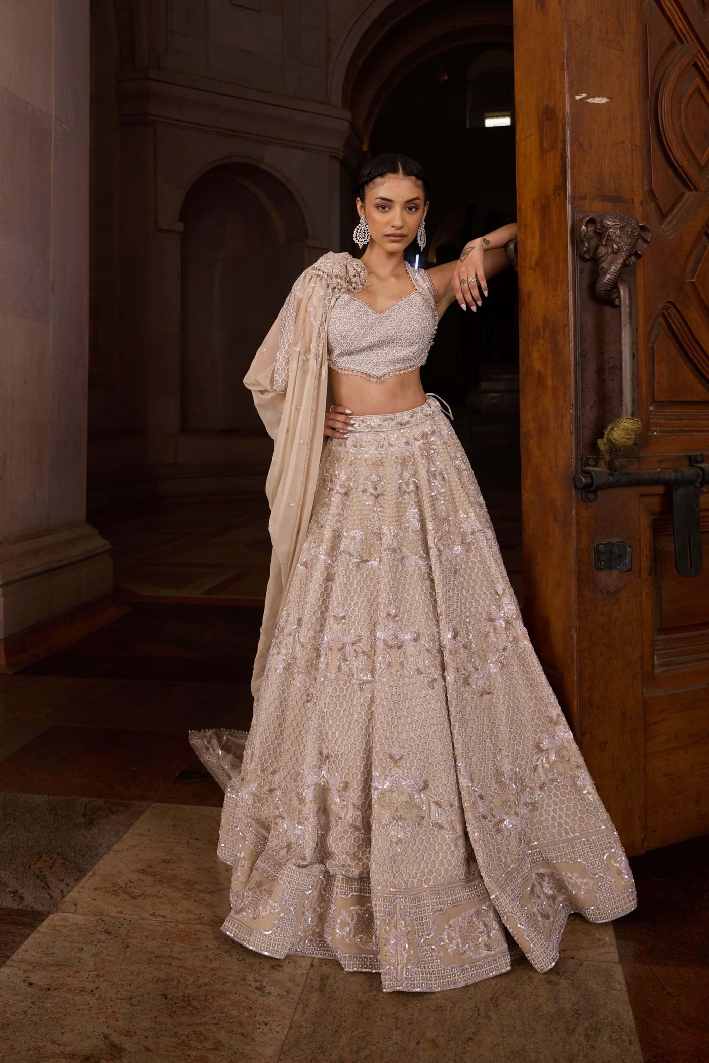 Warm Grey Lehenga Set