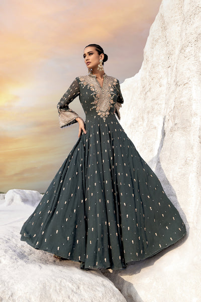 Pine Green Anarkali