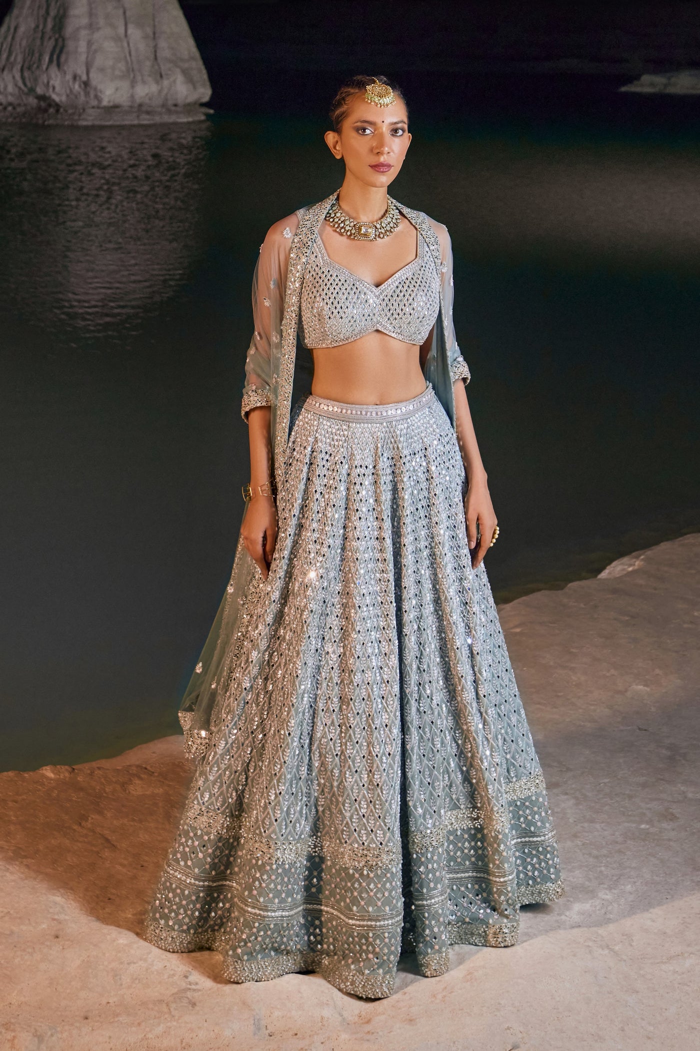 Ice Blue Lehenga Set