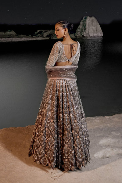 Mouse Grey Ombre Lehenga Set