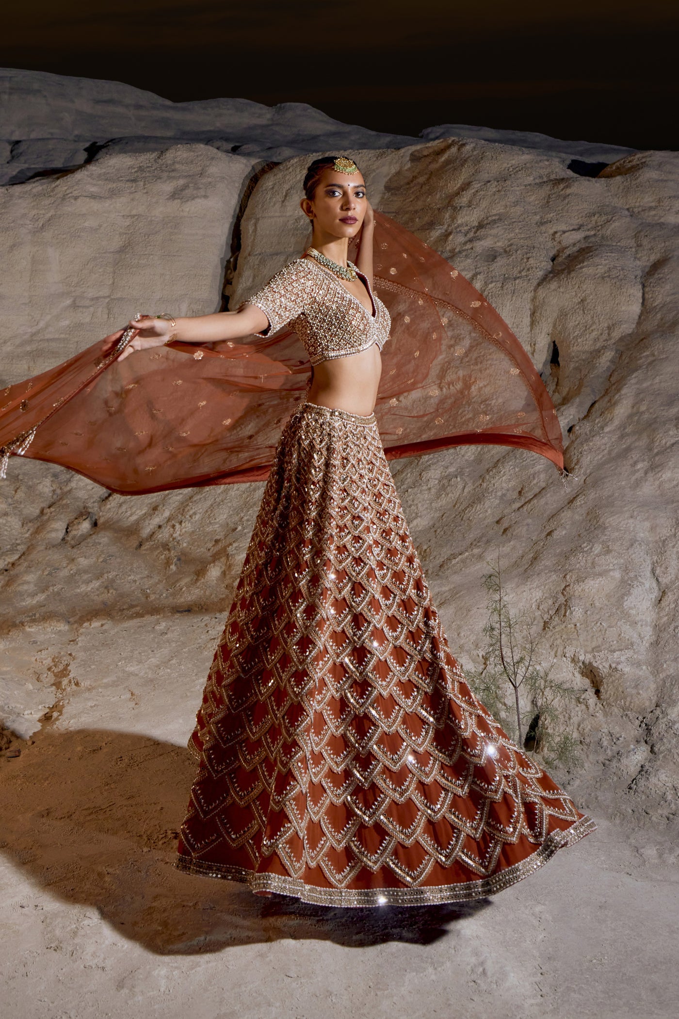 Rust Orange Lehenga Set