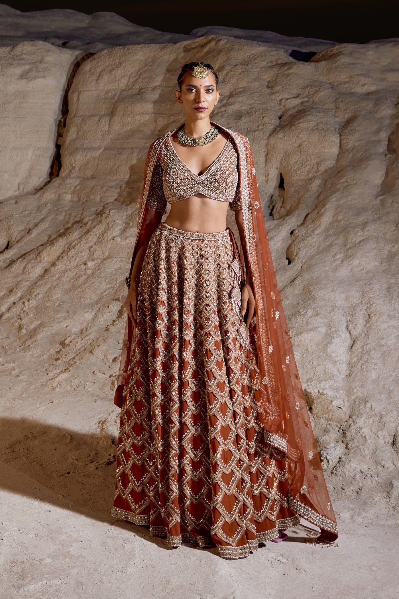 Rust Orange Lehenga Set