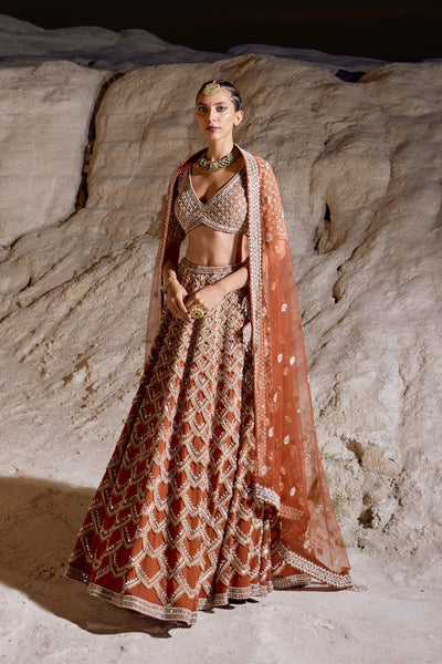 Rust Orange Lehenga Set