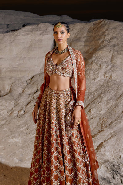 Rust Orange Lehenga Set