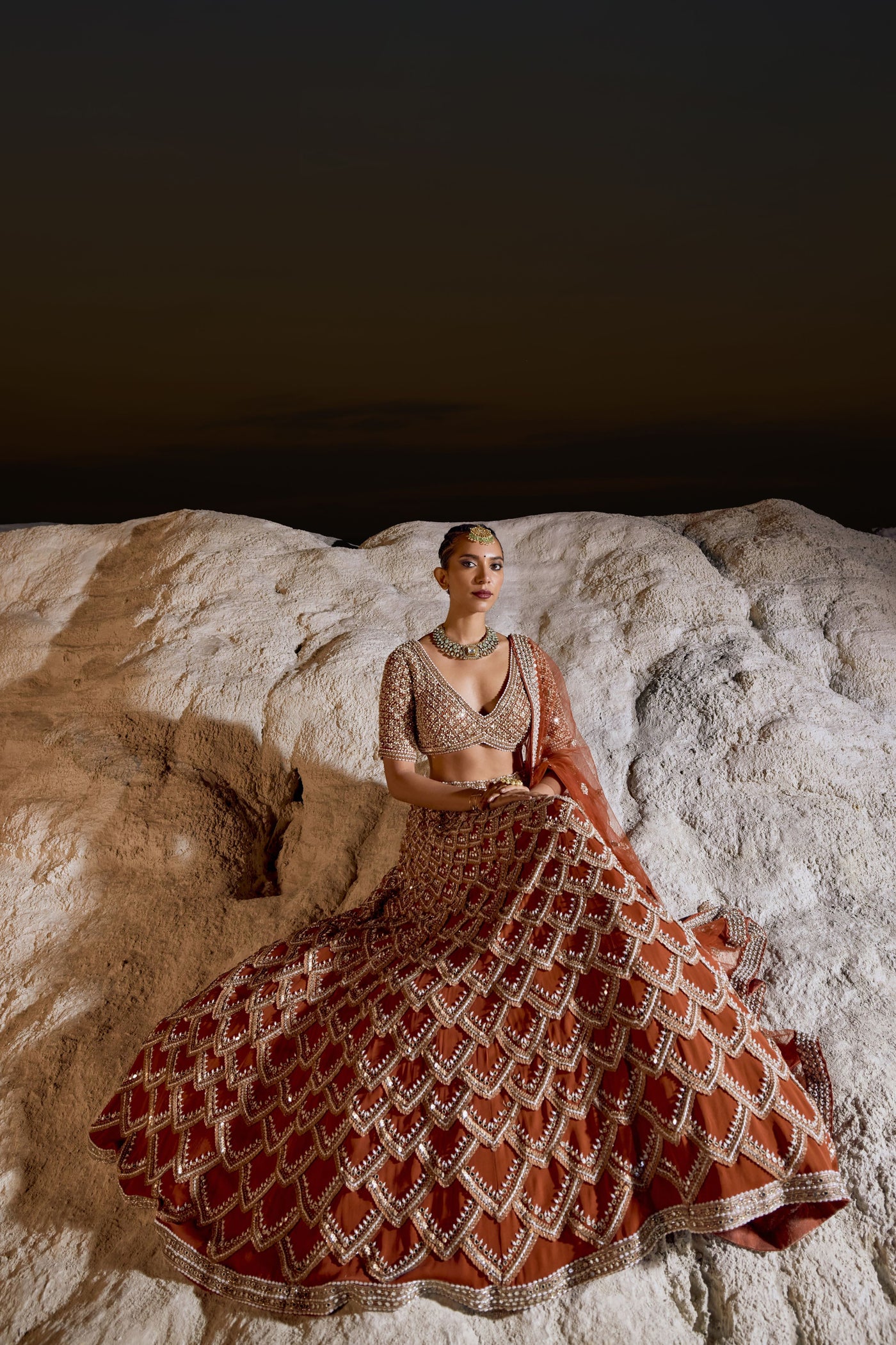 Rust Orange Lehenga Set