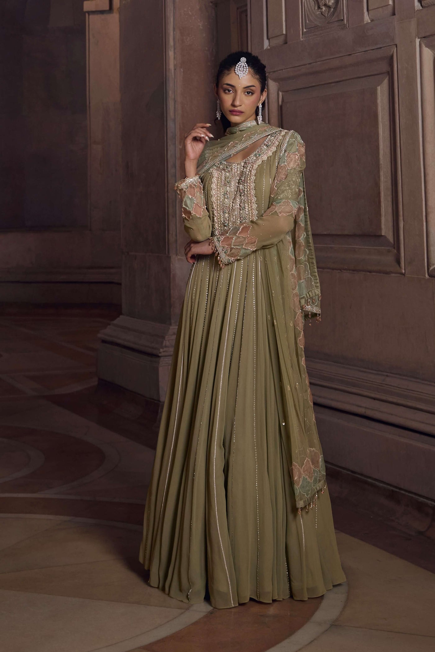 Turf Green Anarkali Set