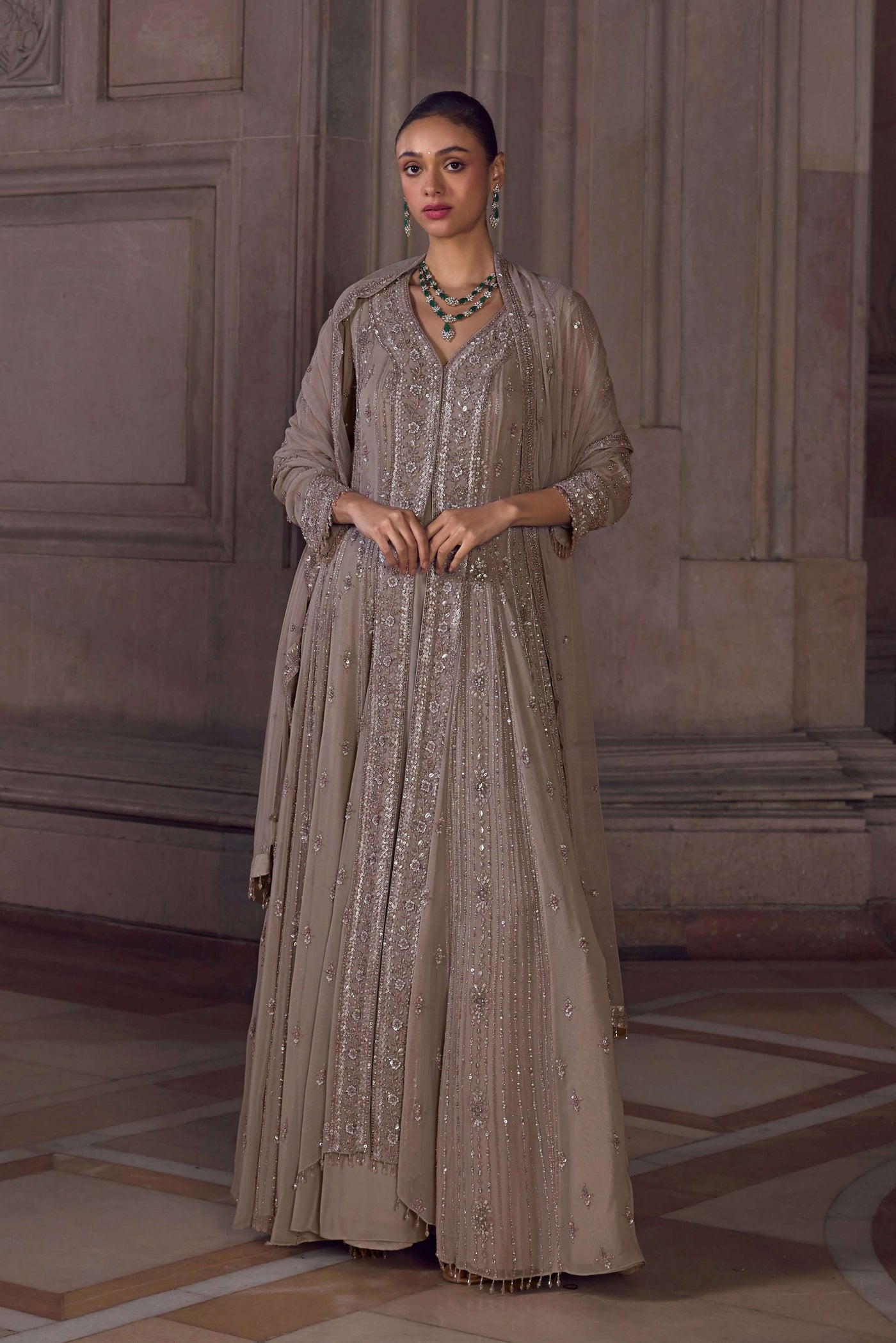 Violet Ice Gray Anarkali Set