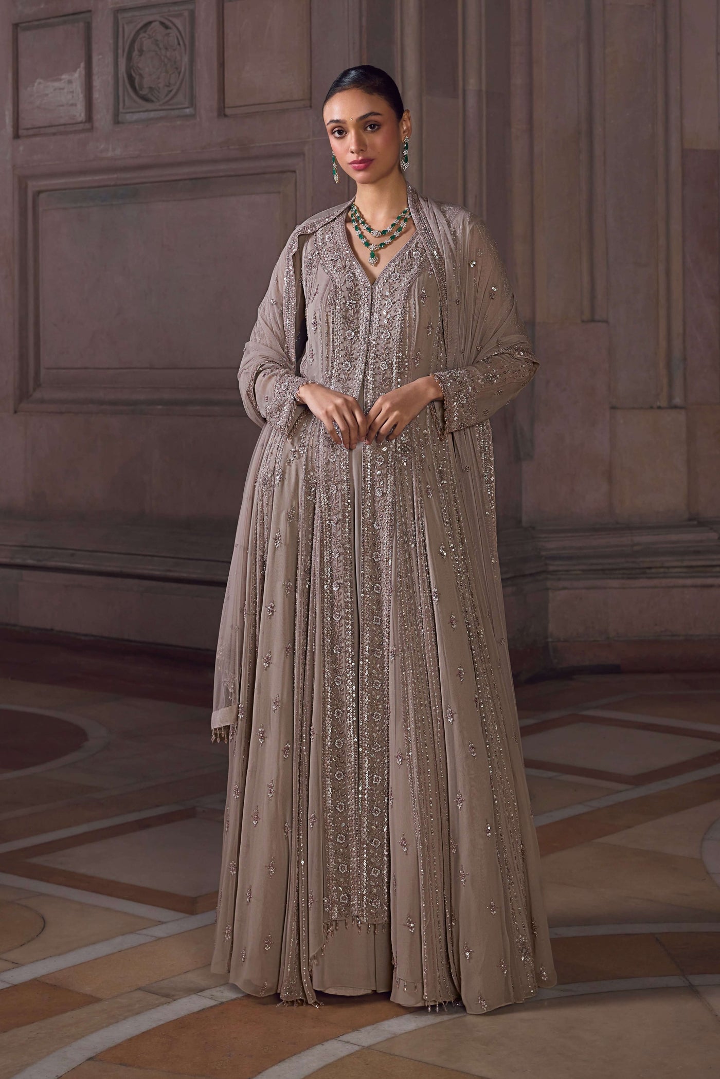 Violet Ice Gray Anarkali Set