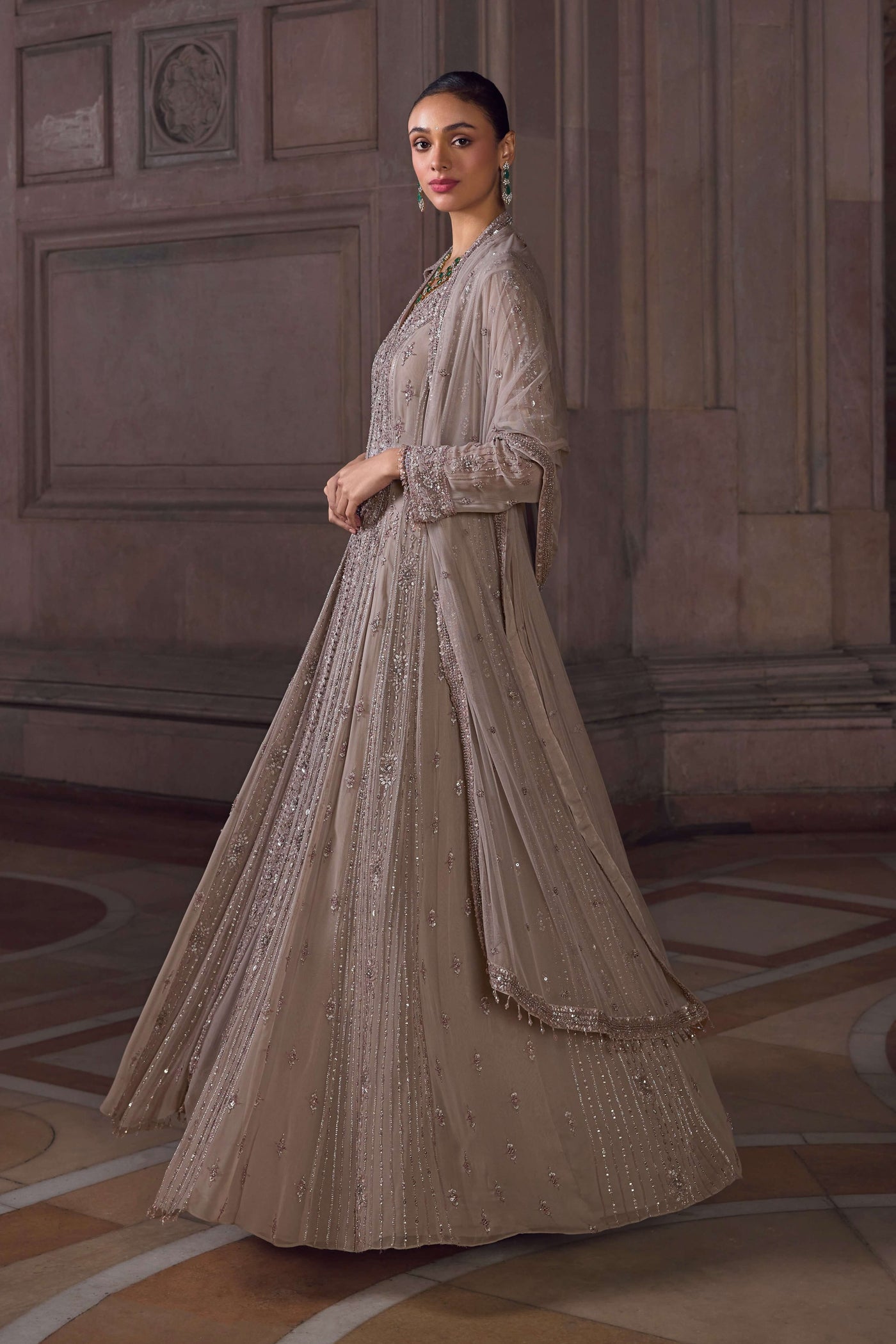 Violet Ice Gray Anarkali Set