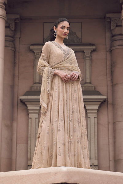 Butter Cream Beige Anarkali Set