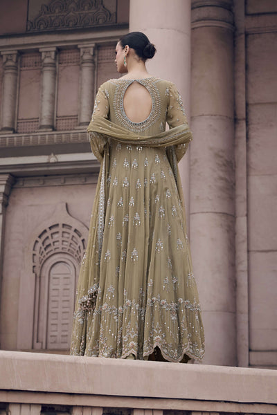 Mud Green Anarkali Set