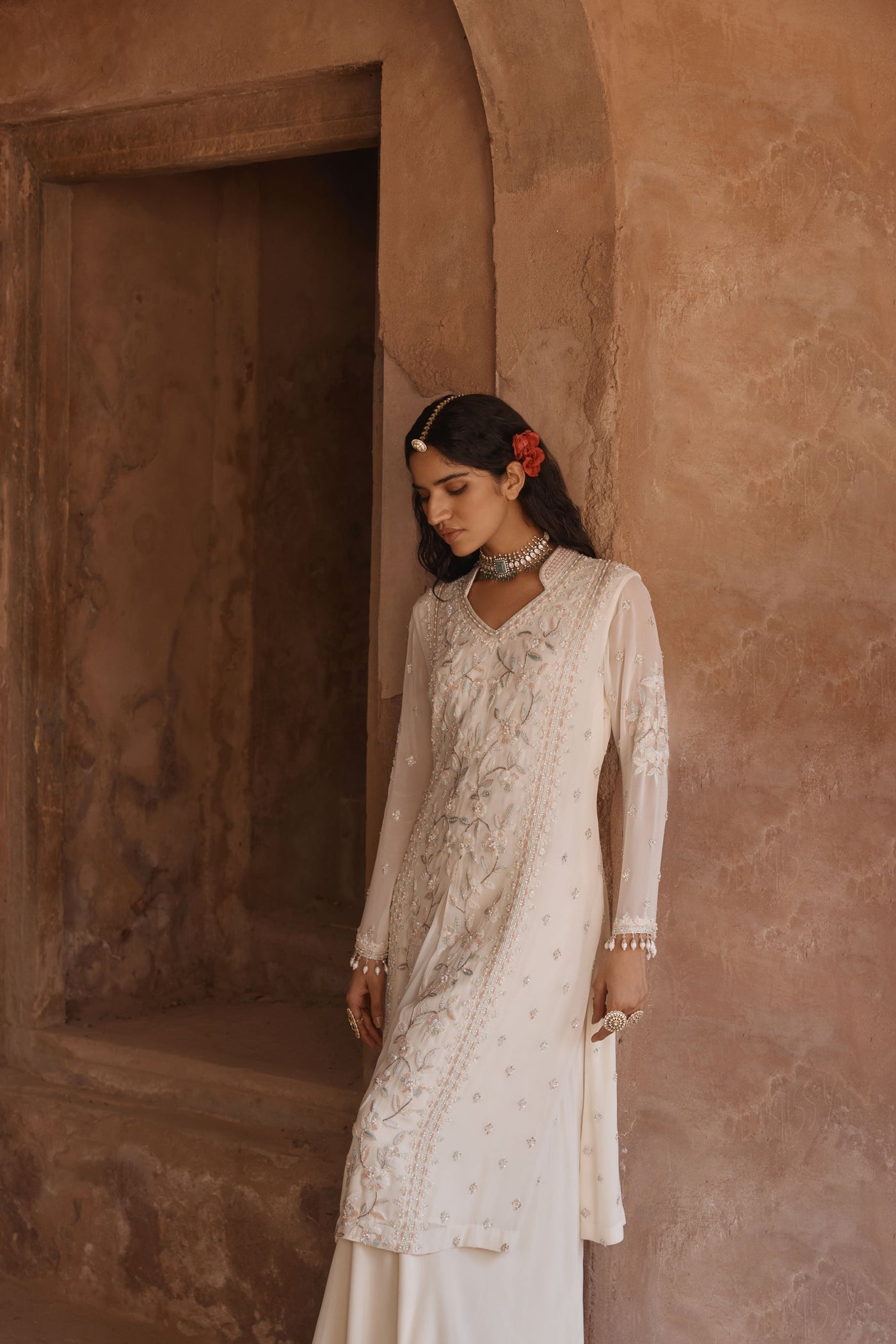 Ivory Embellished Kurta Set