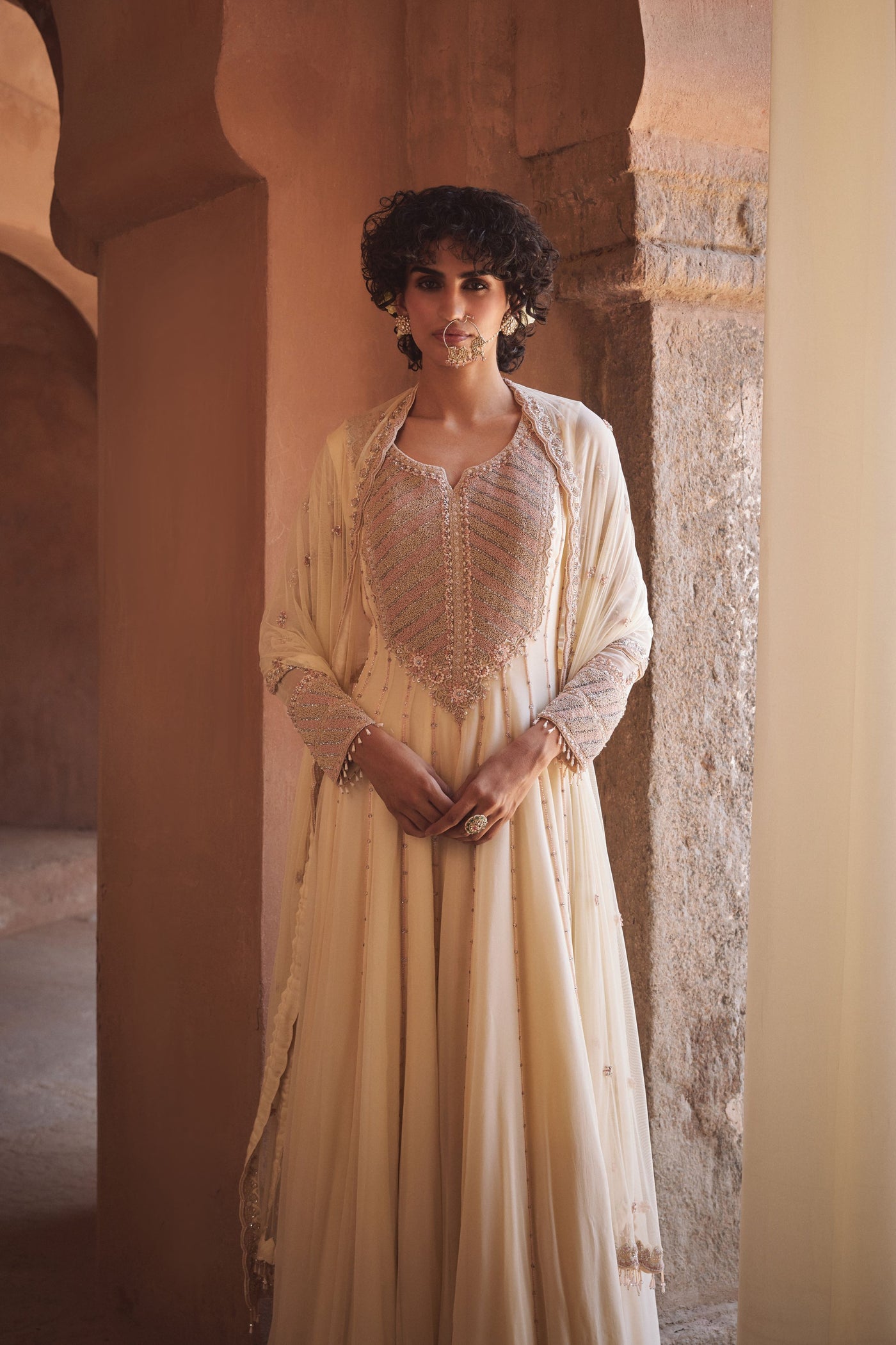 Ivory Anarkali Set