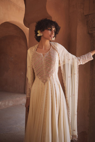 Ivory Anarkali Set