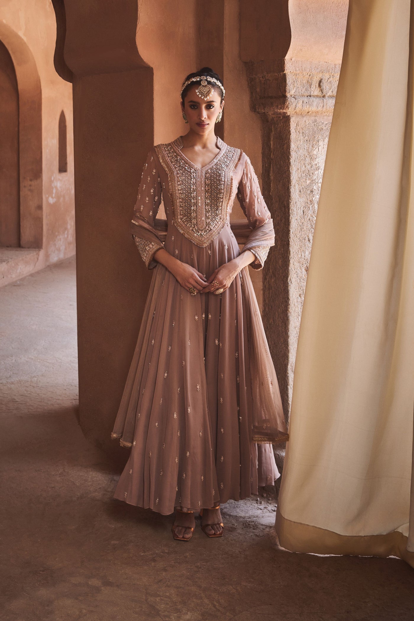 Nude Pink Anarkali Set