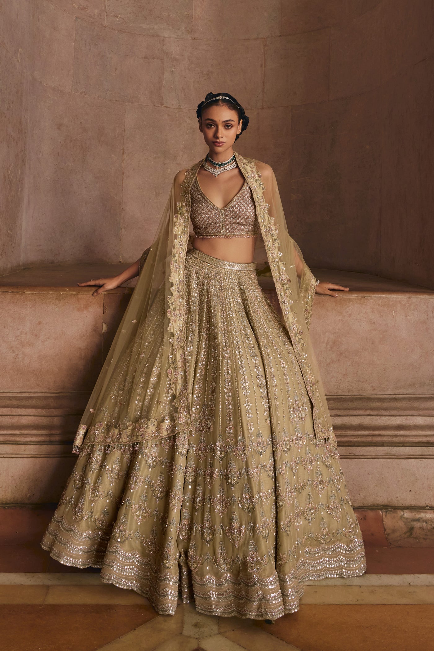 Champagne Green Lehenga Set