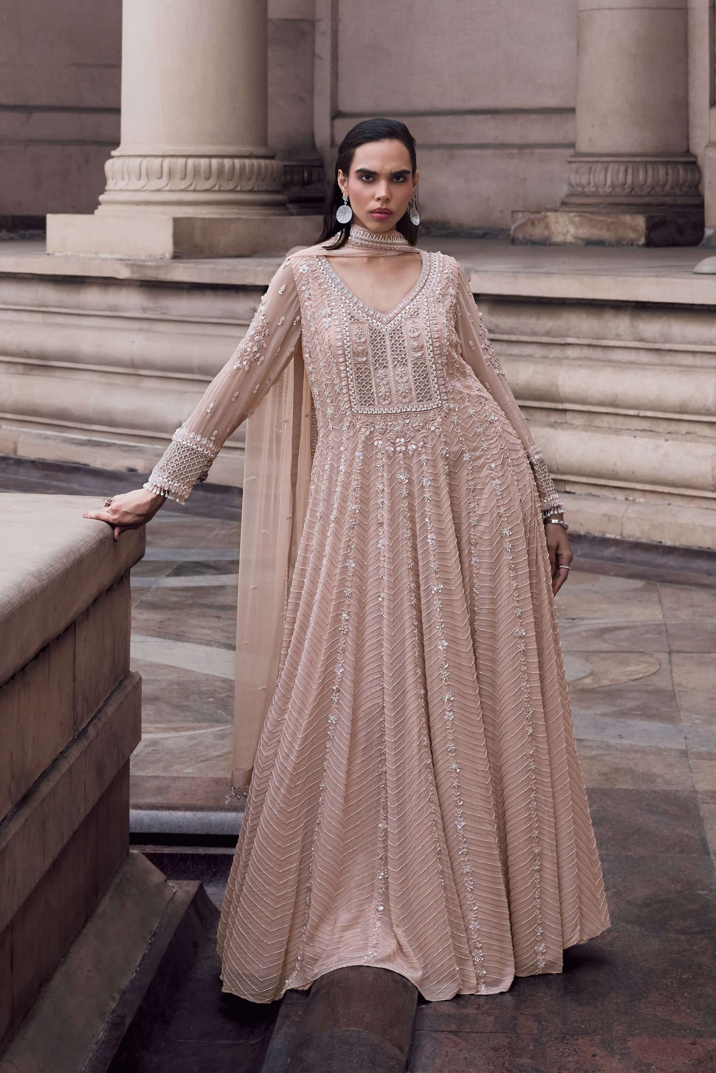 Rose Water Pink Anarkali Set