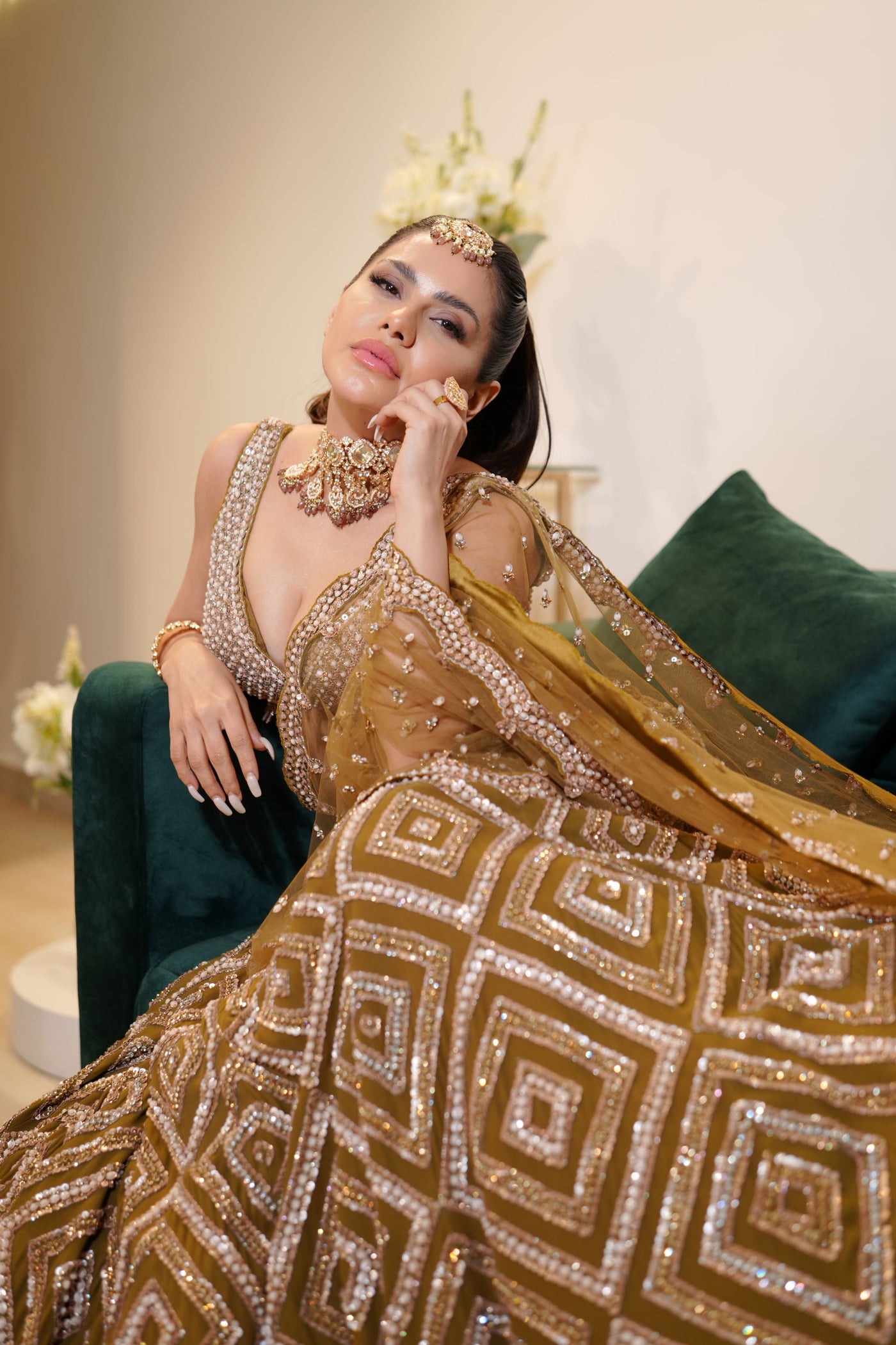 Kavita Arora in Our Moss Green Lehenga Set