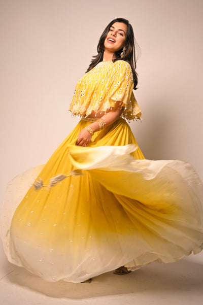 Kritika Jain In Our Canary Yellow Cape Set