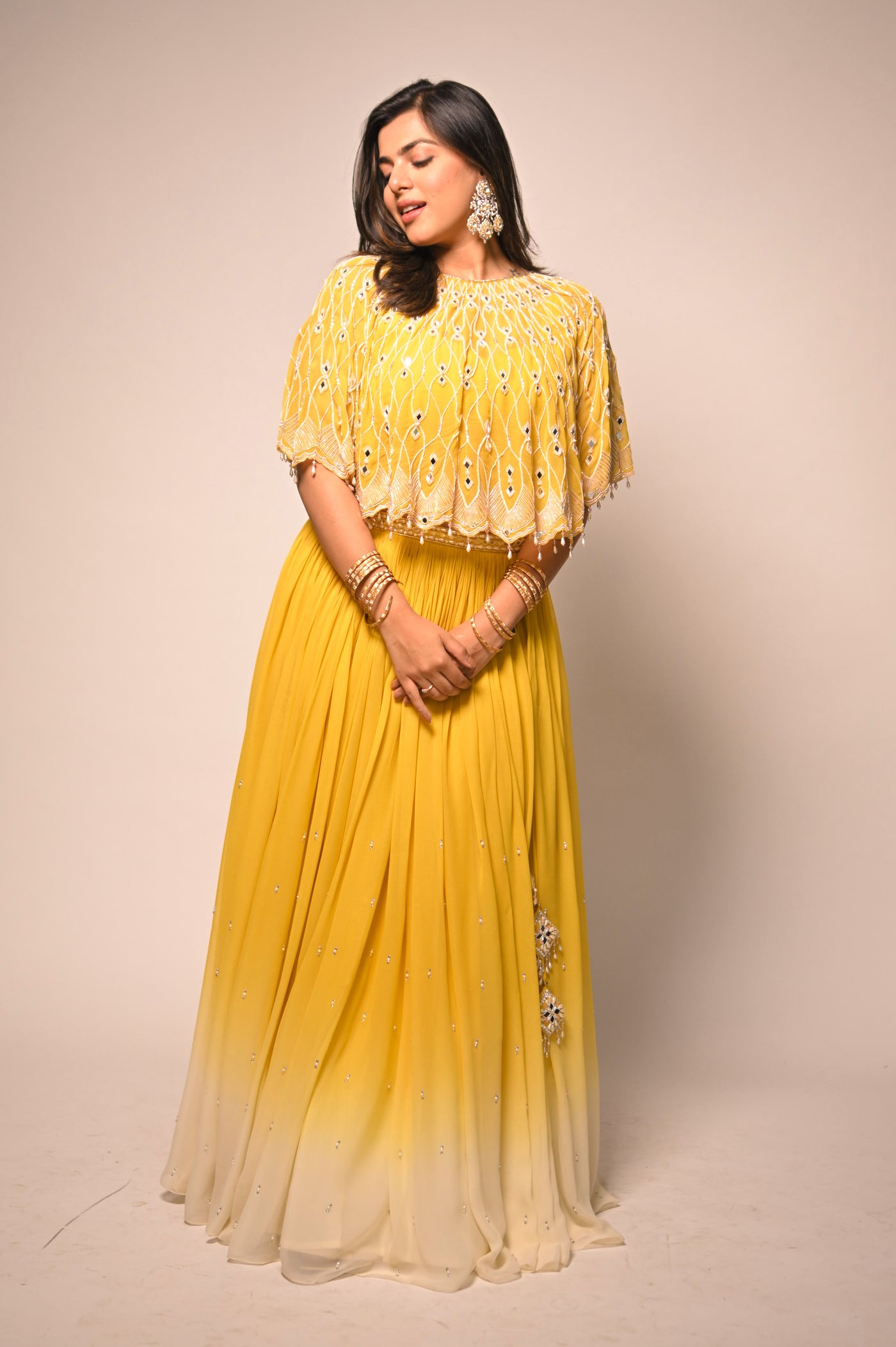 Kritika Jain In Our Canary Yellow Cape Set