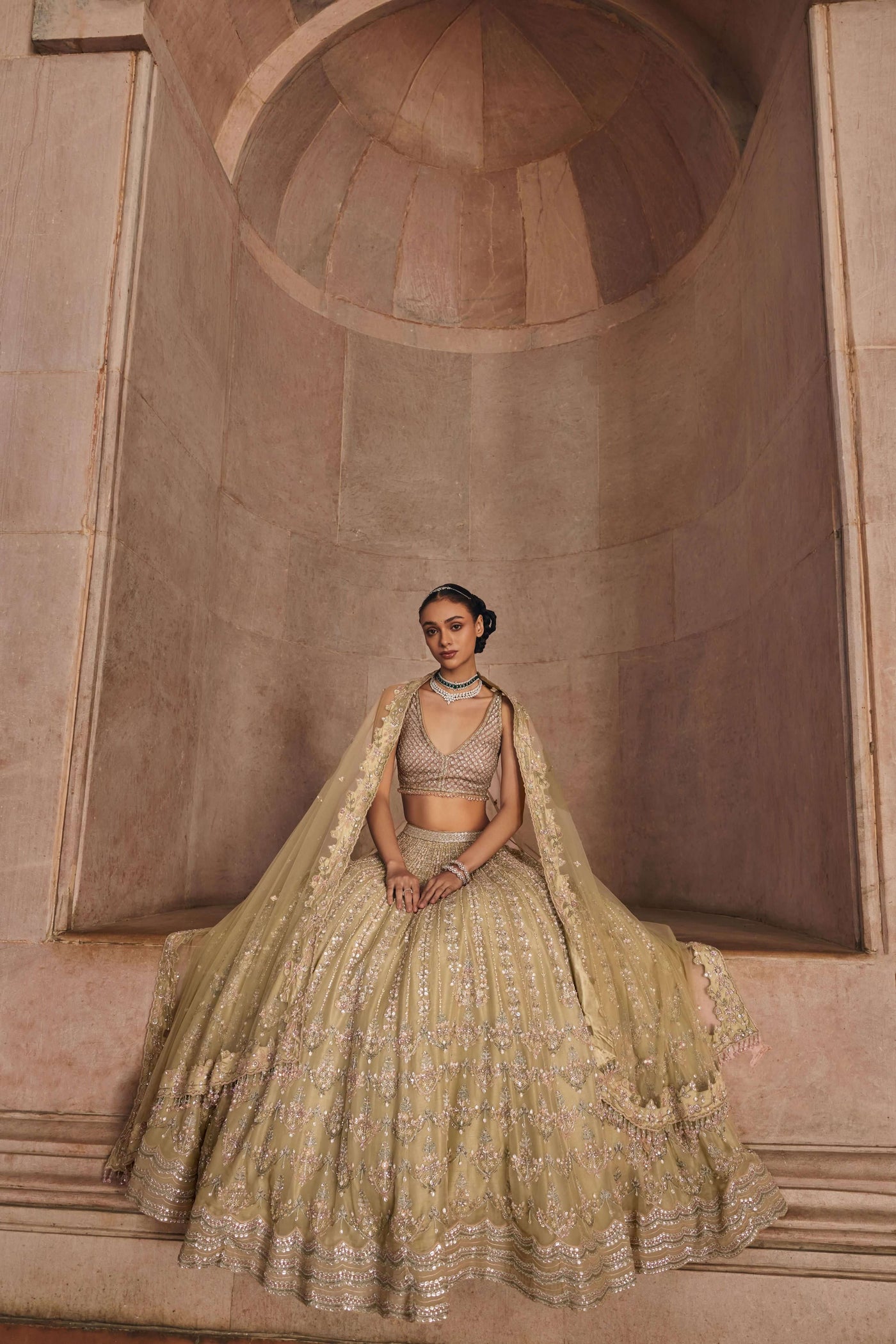 Champagne Green Lehenga Set