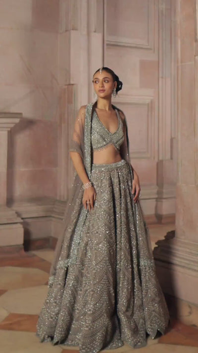 Charcoal Gray Lehenga Set