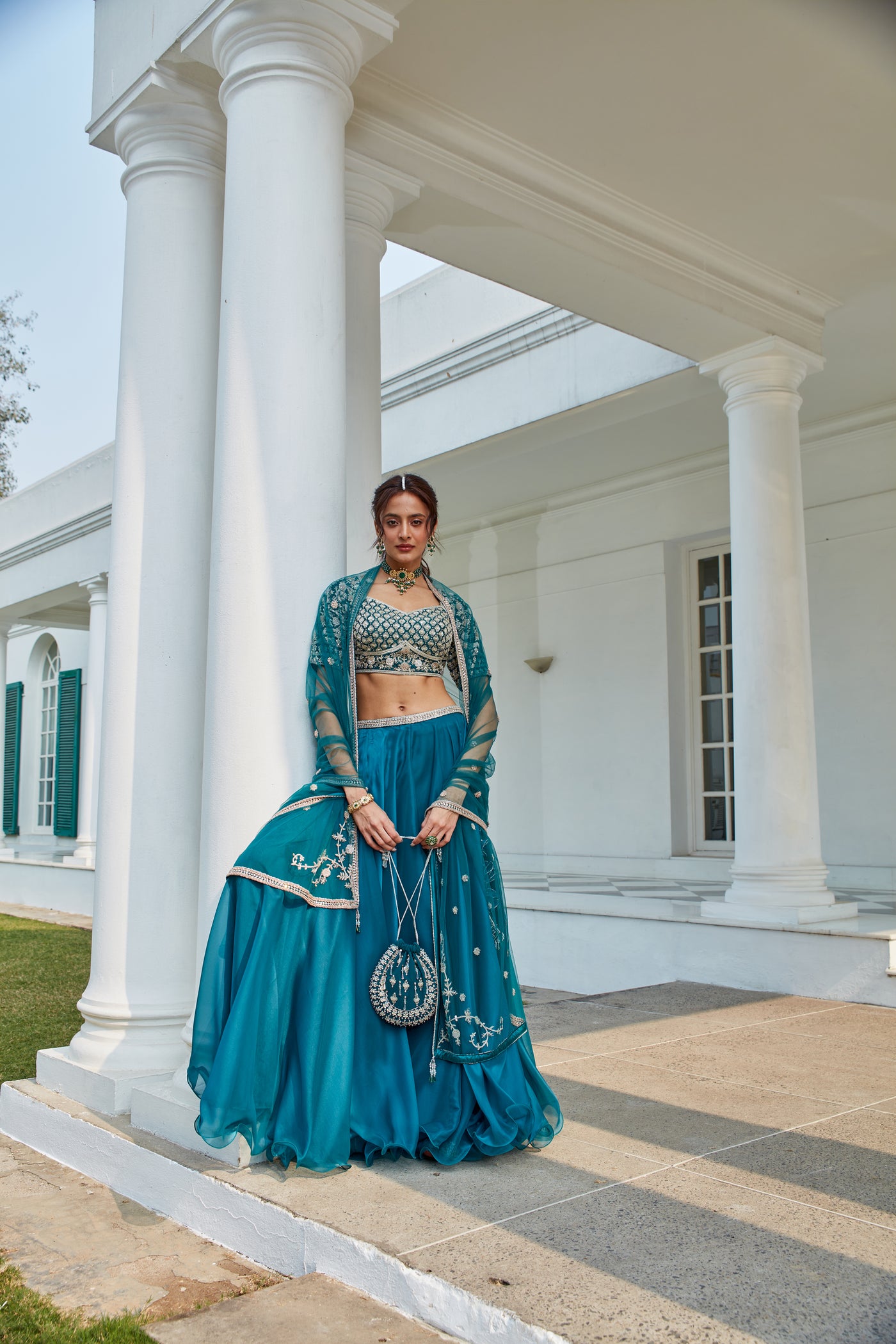 Peacock Blue Lehenga Set