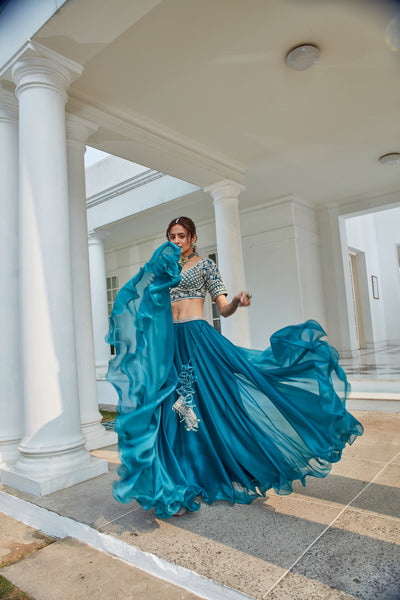 Peacock Blue Lehenga Set