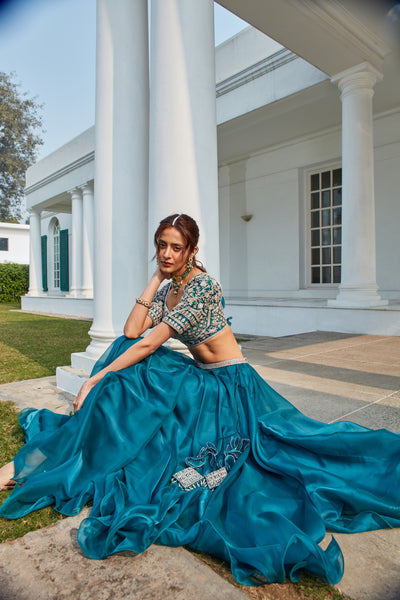 Peacock Blue Lehenga Set