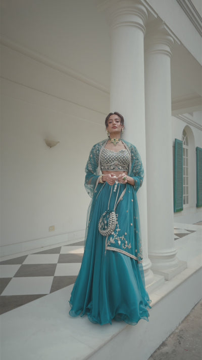 Peacock Blue Lehenga Set